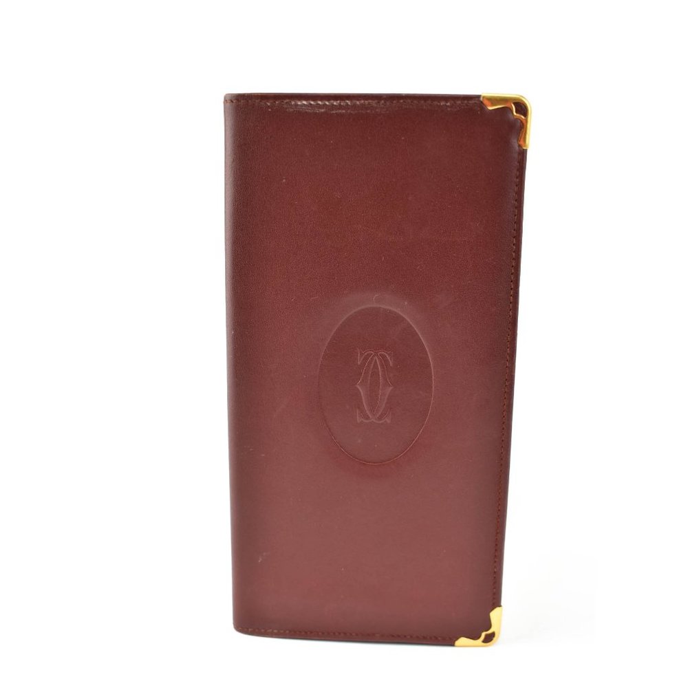 CARTIER "Must de": Burgundy, Double C Wallet (pn)